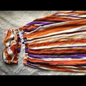 Tropical strapless halter long skirt Two piece